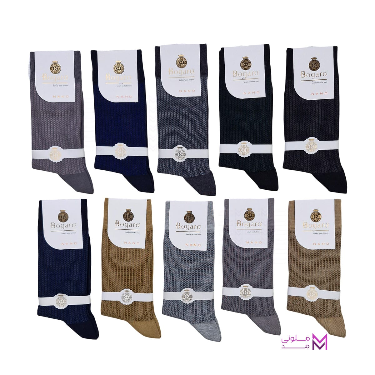 mens crew socks with patterned Bogaro in 20 colors- (22) جوراب مردانه ساق بلند بوگارو طرح دار در 19 رنگ