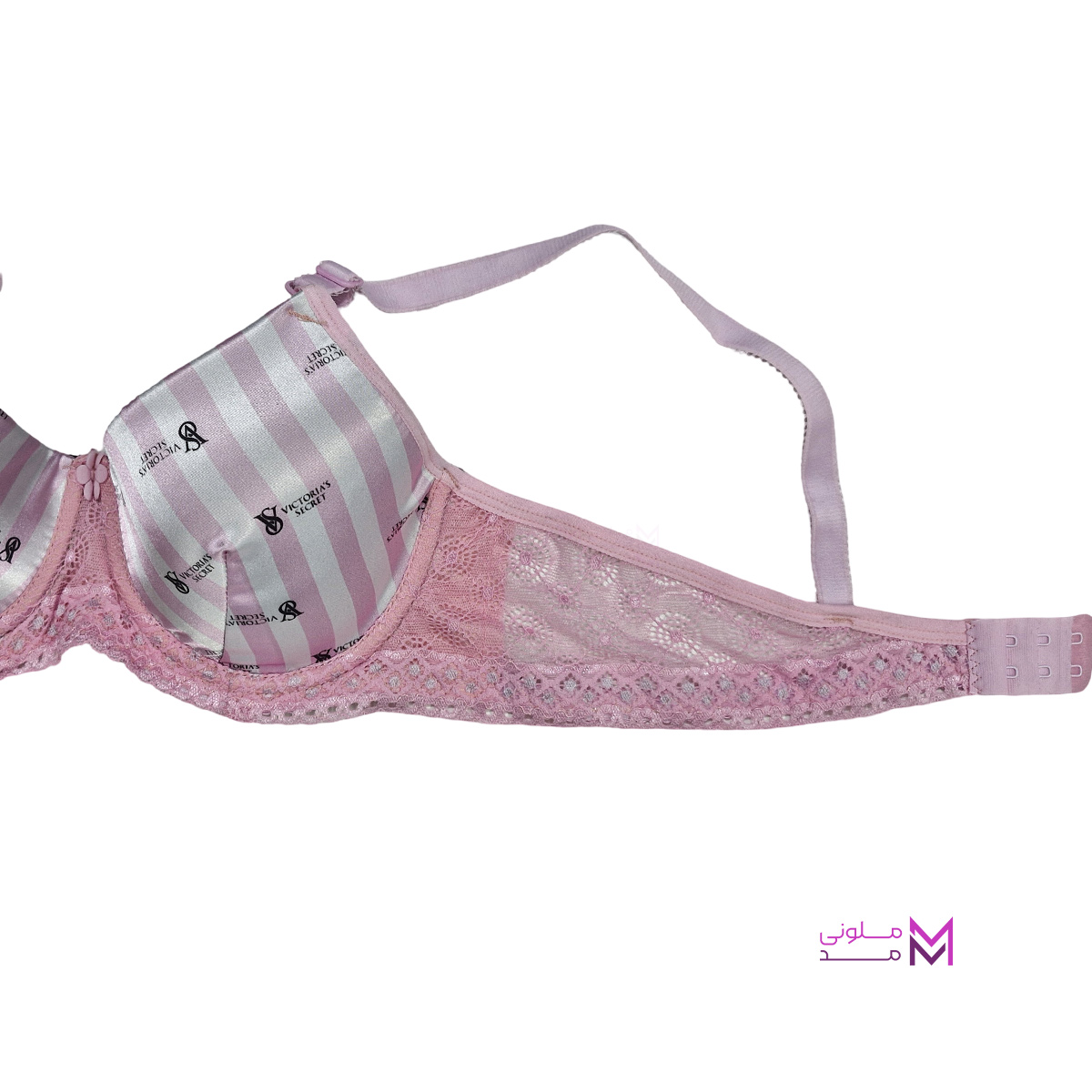 sponge bra and panties set (2) ست شورت و سوتین اسفنجی فنر دار طرح ویکتوریا سکرت صورتی نمای نزدیک