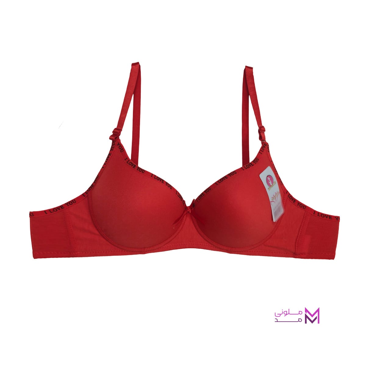 Cotton sponge bra without push-up, spring-loaded (3) سوتین اسفنجی نخی بدون پوش آپ فنردار قرمز