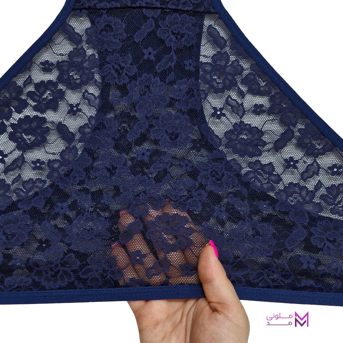 Dentelle design spring bra and panties set (2) ست شورت و سوتین فنردار دانتل طرح دار سرمه ای شورت