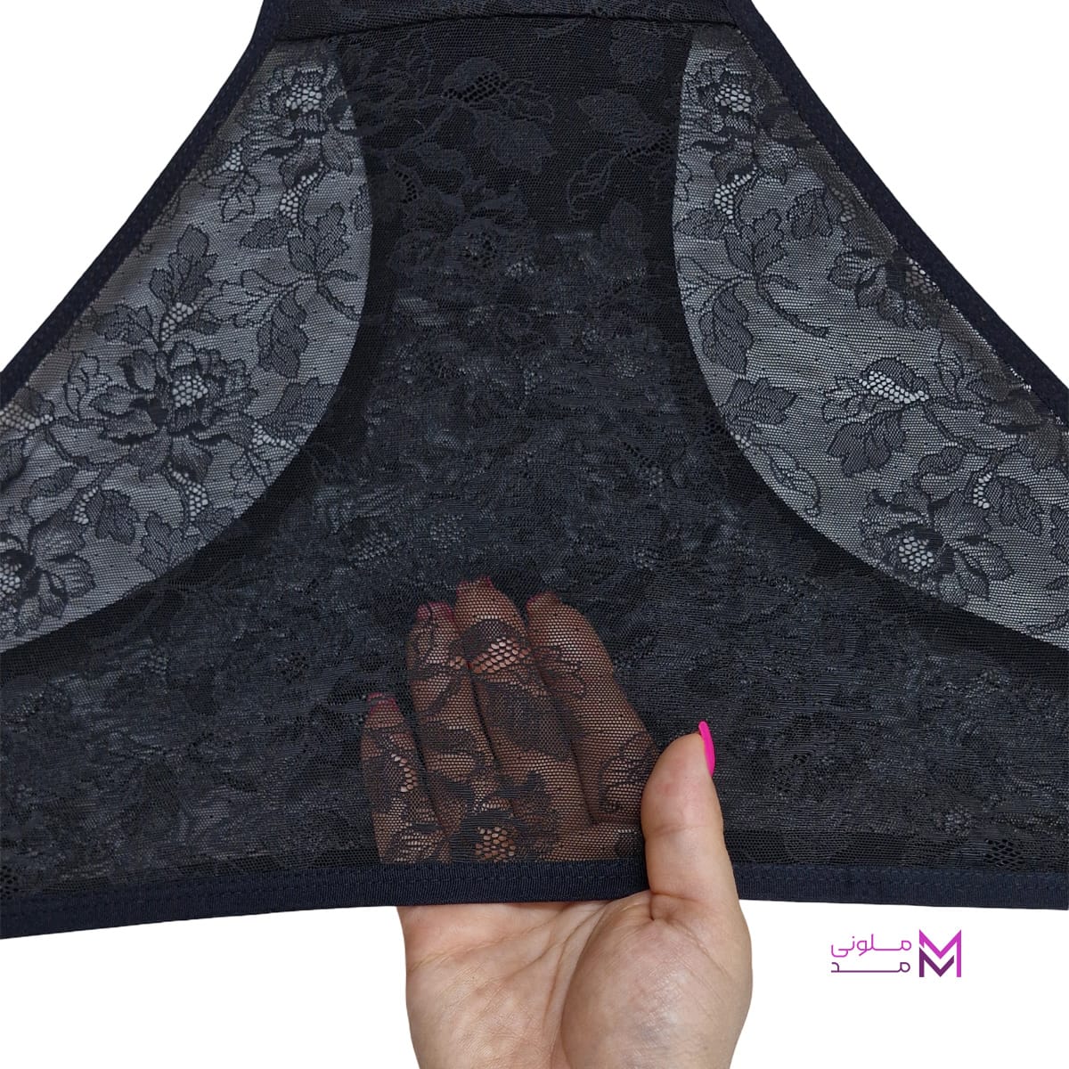 Dentelle design spring bra and panties set (5) ست شورت و سوتین فنردار دانتل طرح دار مشکی شورت