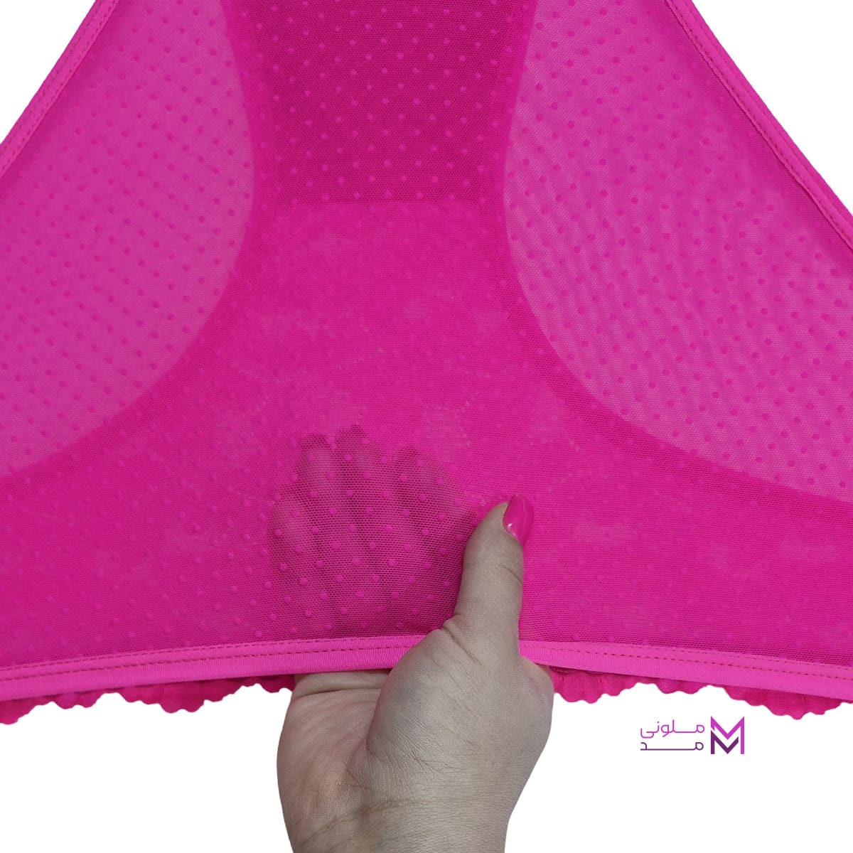 bra and panties set Heart-shaped lace (2) ست سوتین و شورت توری طرح قلب رنگ صورتی - شورت